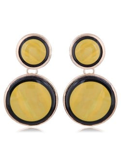 Oil-spot Glazed Rounds Combo High Fashion Statement Earrings - Yellow