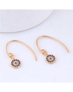 Cubic Zirconia Inlaid Sweet Fashion Alloy Costume Earrings - Golden