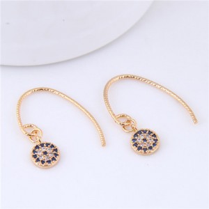 Cubic Zirconia Inlaid Sweet Fashion Alloy Costume Earrings - Golden