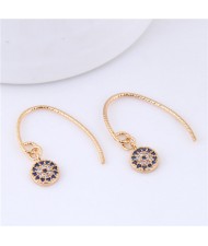 Cubic Zirconia Inlaid Sweet Fashion Alloy Costume Earrings - Golden