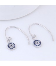 Cubic Zirconia Inlaid Sweet Fashion Alloy Costume Earrings - Silver