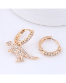 Dinosaur Fashion Asymmetric Design Statement Earrings - Golden