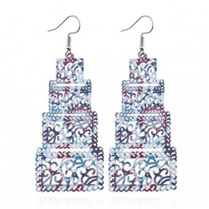 Hollow Floral Printing Multistory Chunky High Fashion Statement Earrings