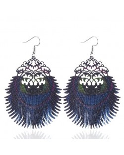 Peacock Feather Pendant High Fashion Alloy Costume Earrings