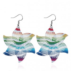 Hollow Printing Flowers High Fashion Women Statement Earrings