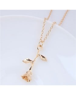 Elegant Tulip Pendant Alloy Fashion Costume Necklace - Golden