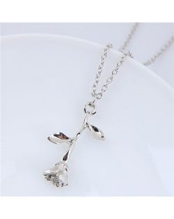 Elegant Tulip Pendant Alloy Fashion Costume Necklace - Silver