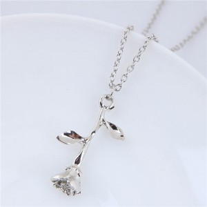 Elegant Tulip Pendant Alloy Fashion Costume Necklace - Silver