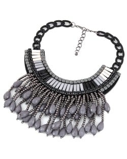 Acrylic Beads Tassel Fashion Chunky Chain Fashion Black Short Costume Necklace