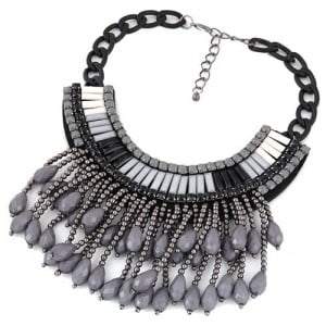 Acrylic Beads Tassel Fashion Chunky Chain Fashion Black Short Costume Necklace