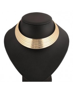 Punk Fashion Chunky Alloy Short Necklet - Golden