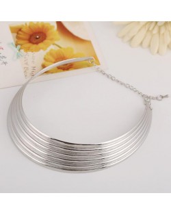 Punk Fashion Chunky Alloy Short Necklet - Silver