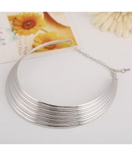 Punk Fashion Chunky Alloy Short Necklet - Silver