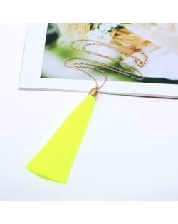 Cotton Threads Tassel High Fashion Long Chain Statement Necklace - Fluorescent Green