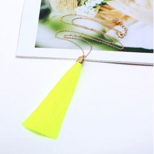 Cotton Threads Tassel High Fashion Long Chain Statement Necklace - Fluorescent Green