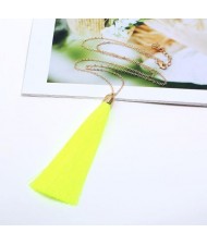 Cotton Threads Tassel High Fashion Long Chain Statement Necklace - Fluorescent Green