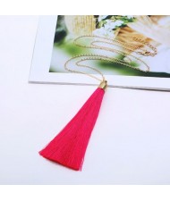 Cotton Threads Tassel High Fashion Long Chain Statement Necklace - Rose