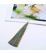 Cotton Threads Tassel High Fashion Long Chain Statement Necklace - Multicolor