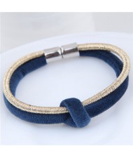 Contrast Color Rope Fashion Magnet Buckle Bracelet - Blue