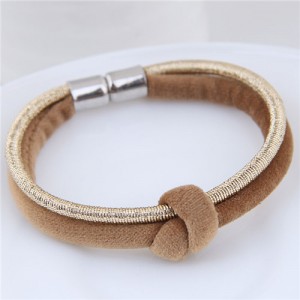 Contrast Color Rope Fashion Magnet Buckle Bracelet - Brown