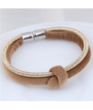 Contrast Color Rope Fashion Magnet Buckle Bracelet - Brown