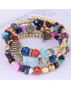 Beads and Stones Vintage Bohemian Fashion Bracelet - Multicolor