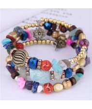 Beads and Stones Vintage Bohemian Fashion Bracelet - Multicolor