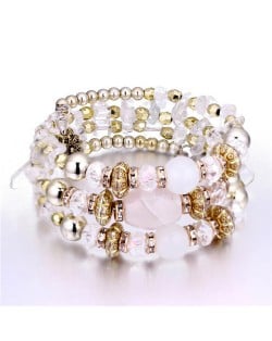 Beads and Stones Vintage Bohemian Fashion Bracelet - White