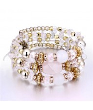 Beads and Stones Vintage Bohemian Fashion Bracelet - White