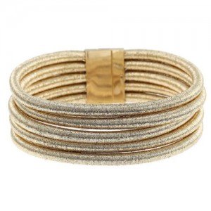 Magnet Buckle Multi-layer Rope High Fashion Choker Statement Necklace - Golden