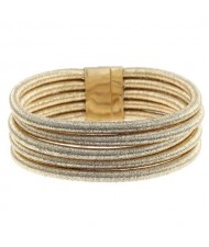Magnet Buckle Multi-layer Rope High Fashion Choker Statement Necklace - Golden