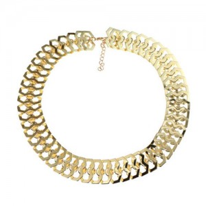 Hollow Scales Design Chunky Style Choker Costume Necklace - Golden