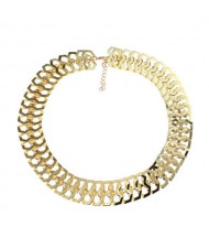 Hollow Scales Design Chunky Style Choker Costume Necklace - Golden