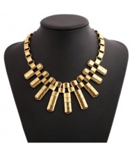 Vintage Alloy Bars Chunky Bold Fashion Statement Necklace - Golden