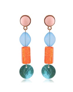 Mixed Colors Seashell Dangling Style Statement Fashion Earrings