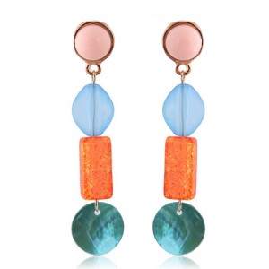 Mixed Colors Seashell Dangling Style Statement Fashion Earrings