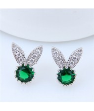 Rabbit Cute Fashion Cubic Zirconia Costume Earrings - Green