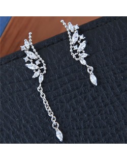 Leaves and Twigs Asymmetric Korean Fashion Shining Earrings