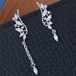 Leaves and Twigs Asymmetric Korean Fashion Shining Earrings