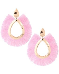 Waterdrop Threads High Fashion Women Statement Earrings - Pink