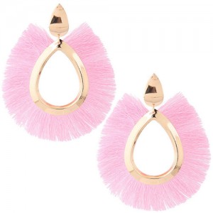 Waterdrop Threads High Fashion Women Statement Earrings - Pink
