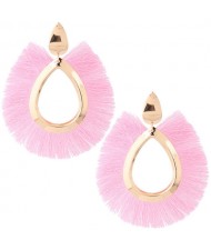 Waterdrop Threads High Fashion Women Statement Earrings - Pink