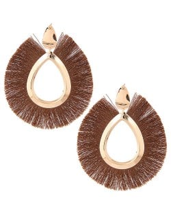 Waterdrop Threads High Fashion Women Statement Earrings - Brown