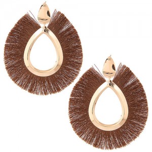 Waterdrop Threads High Fashion Women Statement Earrings - Brown
