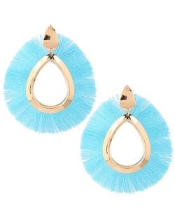 Waterdrop Threads High Fashion Women Statement Earrings - Blue