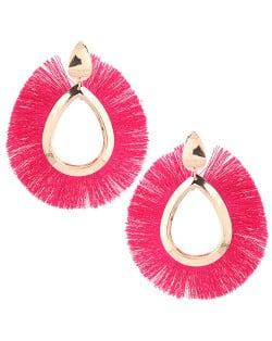 Waterdrop Threads High Fashion Women Statement Earrings - Rose