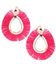 Waterdrop Threads High Fashion Women Statement Earrings - Rose