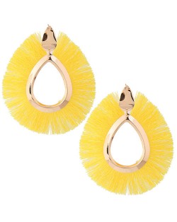 Waterdrop Threads High Fashion Women Statement Earrings - Yellow