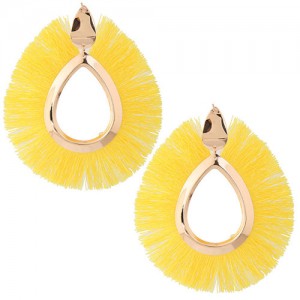 Waterdrop Threads High Fashion Women Statement Earrings - Yellow