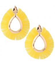 Waterdrop Threads High Fashion Women Statement Earrings - Yellow